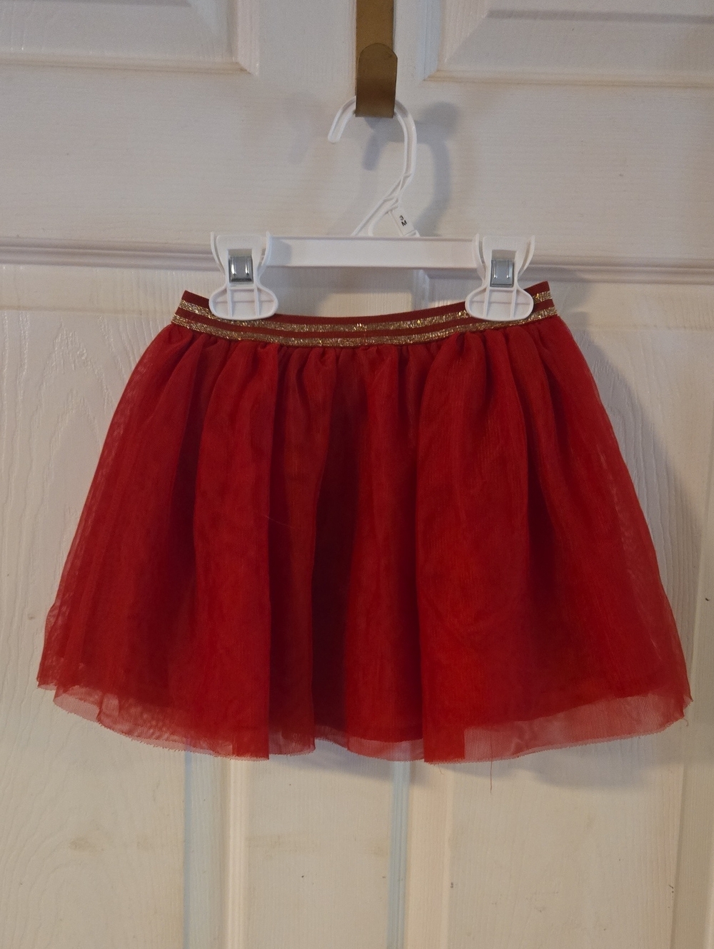 WonderKids Red Tulle Skort with Gold Waistband